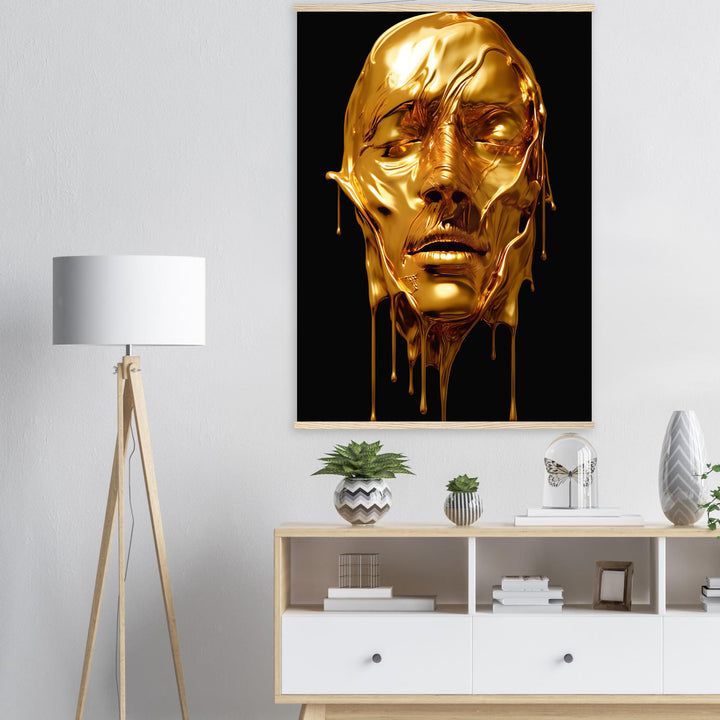 Premium Semi-Glossy Paper Poster with Hanger - Gold Face Dripping