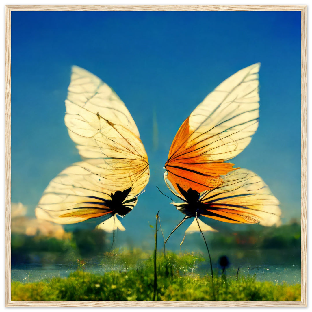 Classic Semi-Glossy Paper Wooden Framed Poster - Dreaming Butterflies II