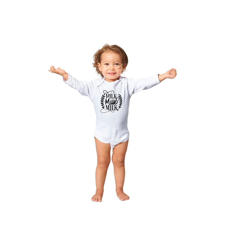 Classic Baby Long Sleeve Bodysuit - Milk milk milk