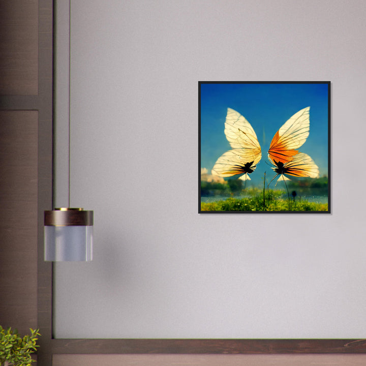 Premium Matte Paper Wooden Framed Poster - Dreaming Butterflies II