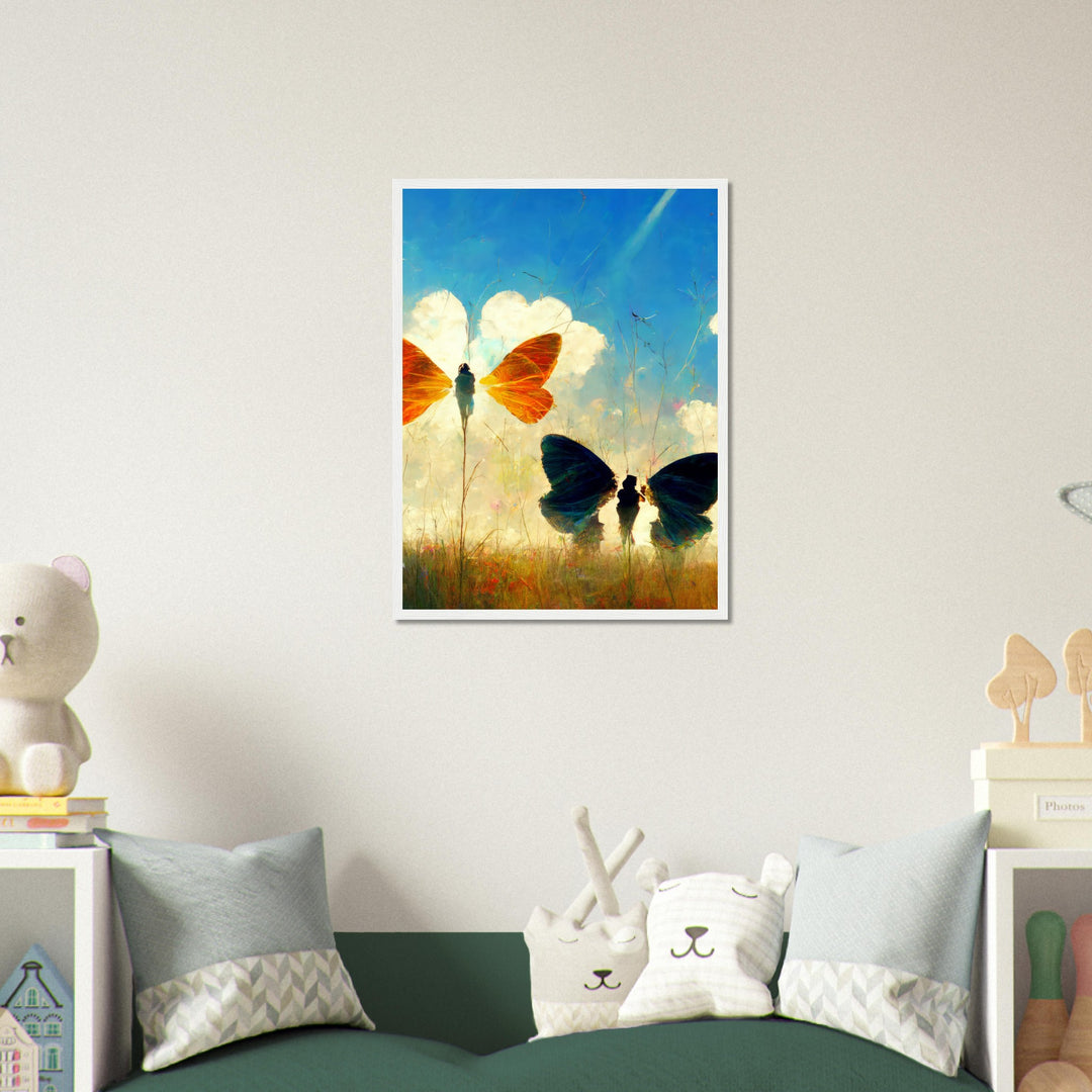 Premium Matte Paper Wooden Framed Poster - Dreaming Butterflies