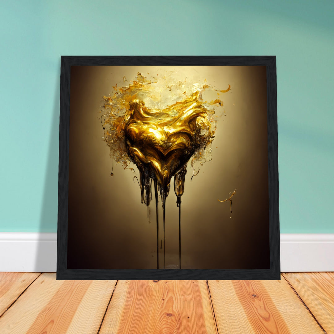 Premium Matte Paper Wooden Framed Poster - Heart of Gold Melted