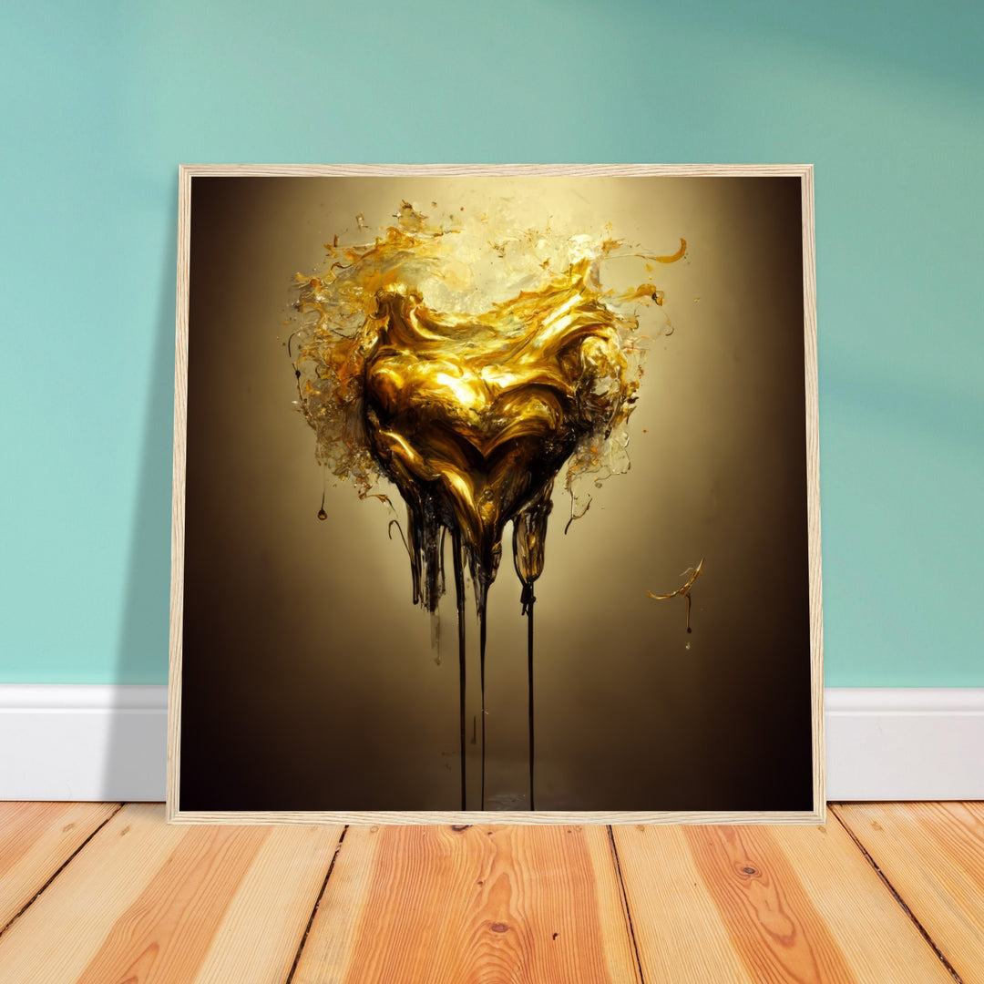 Premium Matte Paper Wooden Framed Poster - Heart of Gold Melted