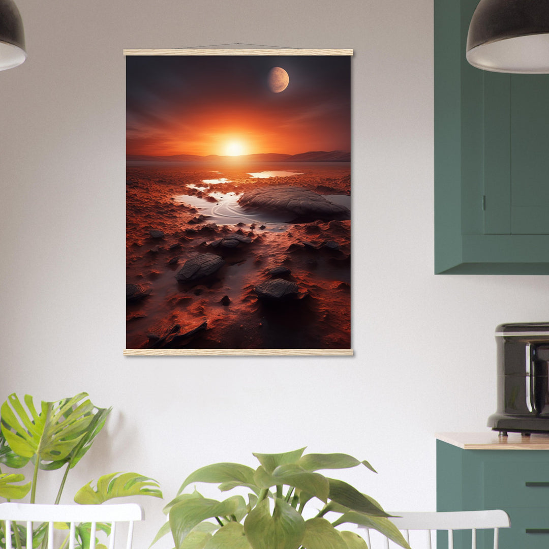 Classic Semi-Glossy Paper Poster with Hanger - Sunset on Mars II