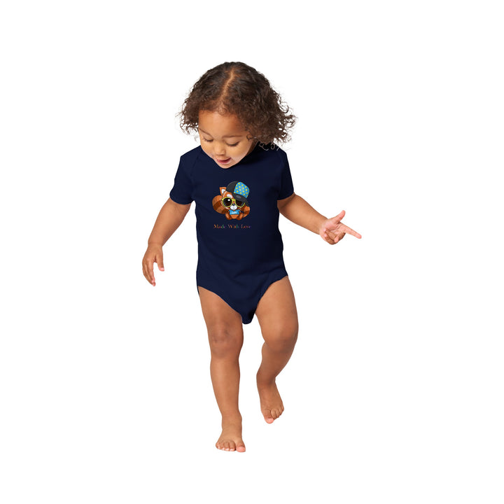 Classic Baby Short Sleeve Bodysuit - Red Panda Boy "Made With Love"