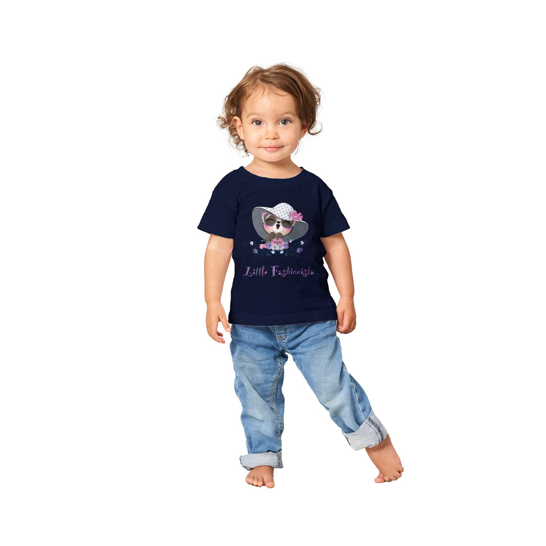 Classic Baby Crewneck T-shirt - Girl "Little Fashionista"