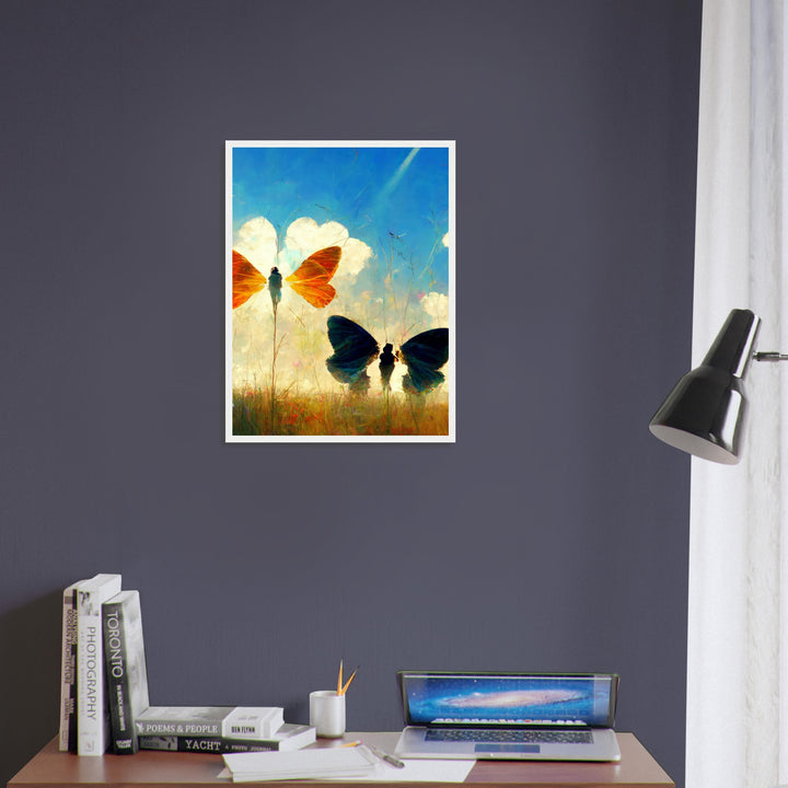 Classic Semi-Glossy Paper Wooden Framed Poster - Dreaming Butterflies