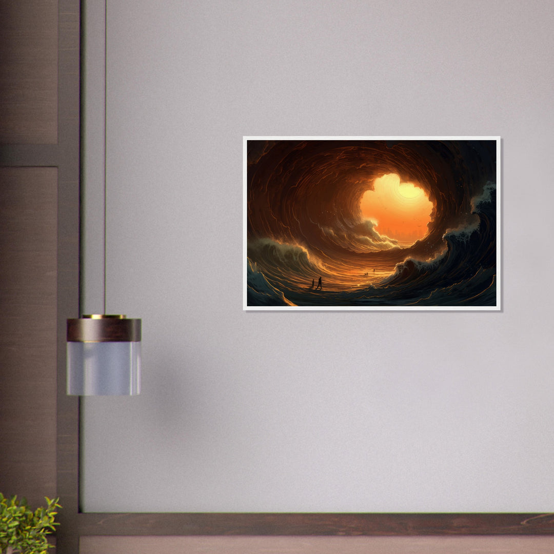 Museum-Quality Matte Paper Wooden Framed Poster - Abyssal Grotto Wave