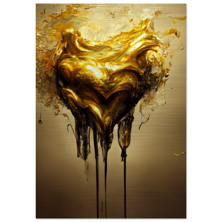 Brushed Aluminium Print - Heart of Gold Melted