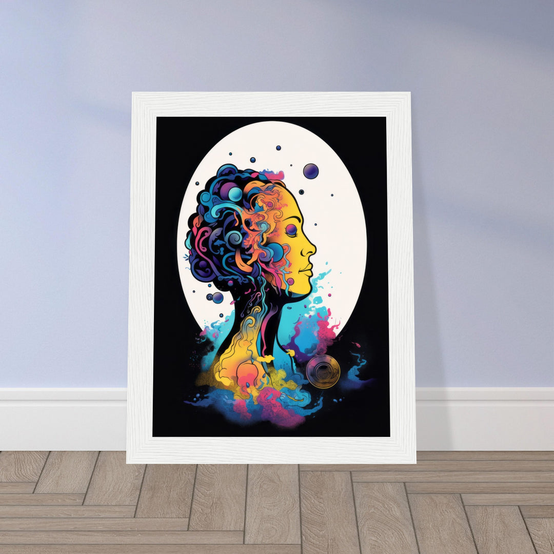 Classic Matte Paper Wooden Framed Poster - Colour Art Hair Girl II