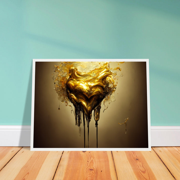 Premium Matte Paper Wooden Framed Poster - Heart of Gold Melted