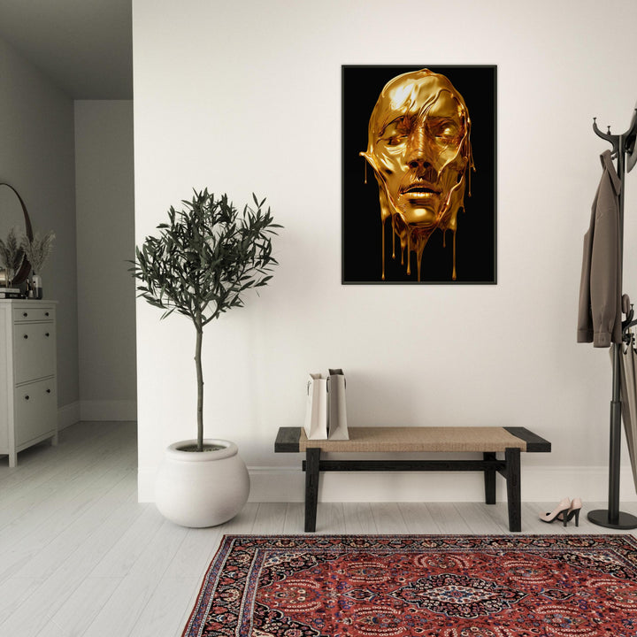 Premium Matte Paper Metal Framed Poster - Gold Face Dripping