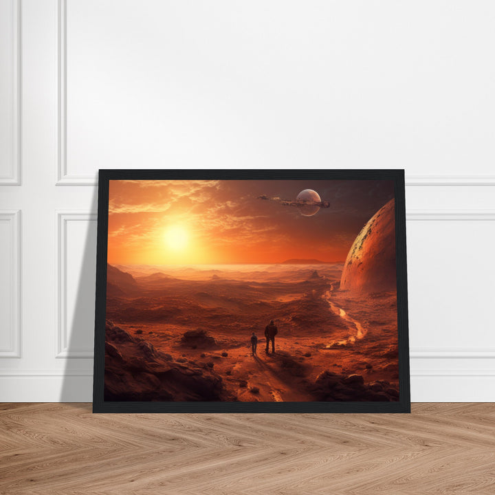 Classic Semi-Glossy Paper Wooden Framed Poster - Sunset on Mars I