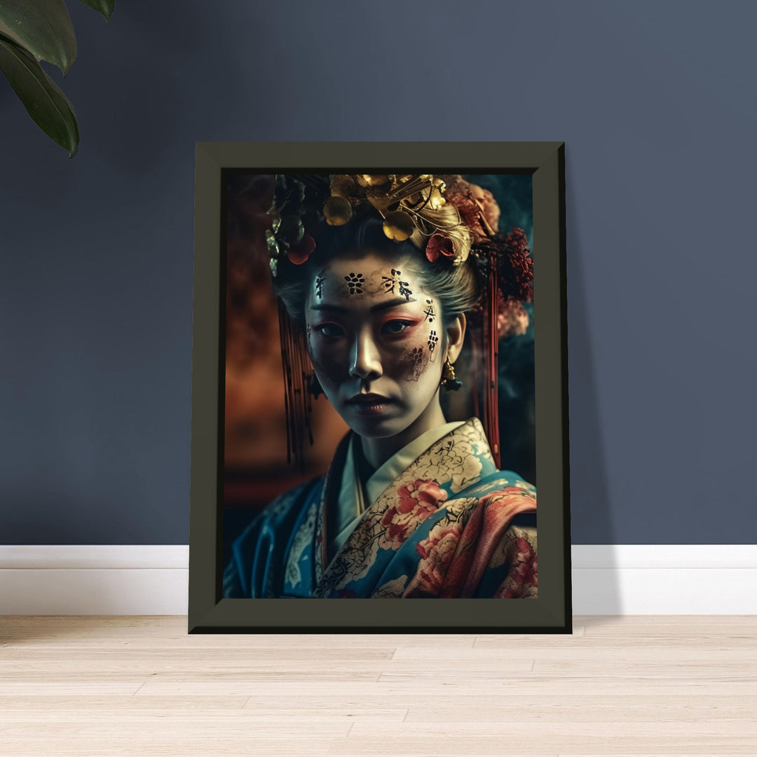 Classic Matte Paper Metal Framed Poster - Gaze of the Golden Geisha