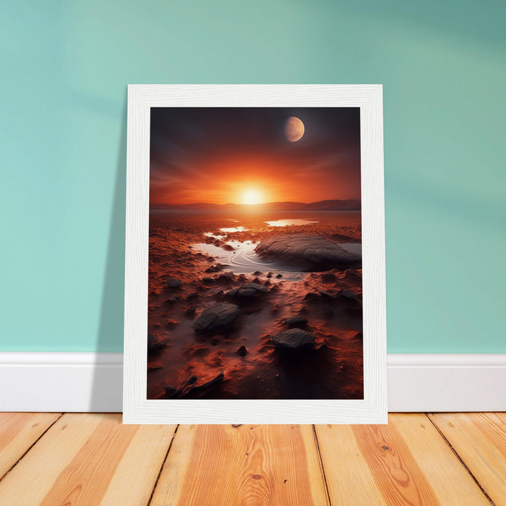 Museum-Quality Matte Paper Wooden Framed Poster - Sunset on Mars II