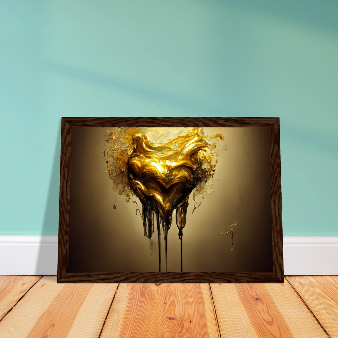 Premium Matte Paper Wooden Framed Poster - Heart of Gold Melted