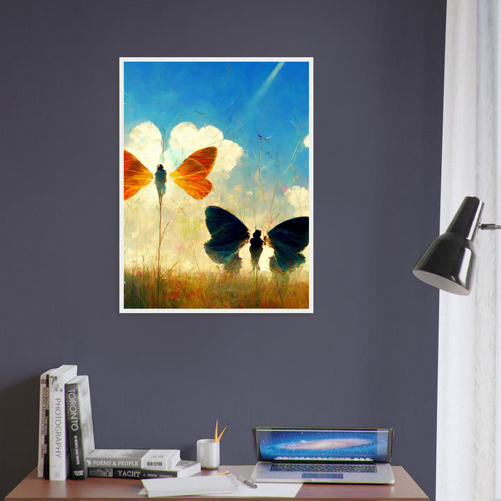 Classic Semi-Glossy Paper Wooden Framed Poster - Dreaming Butterflies