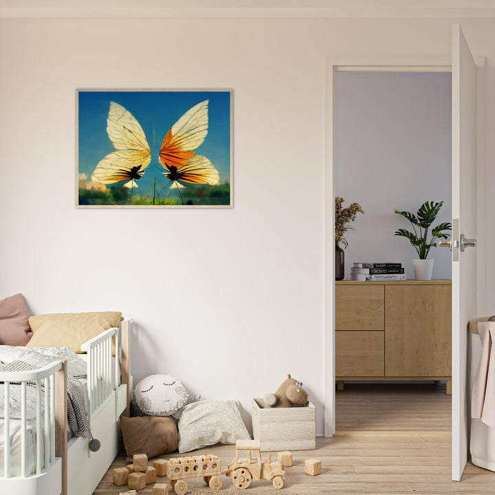 Classic Semi-Glossy Paper Wooden Framed Poster - Dreaming Butterflies II