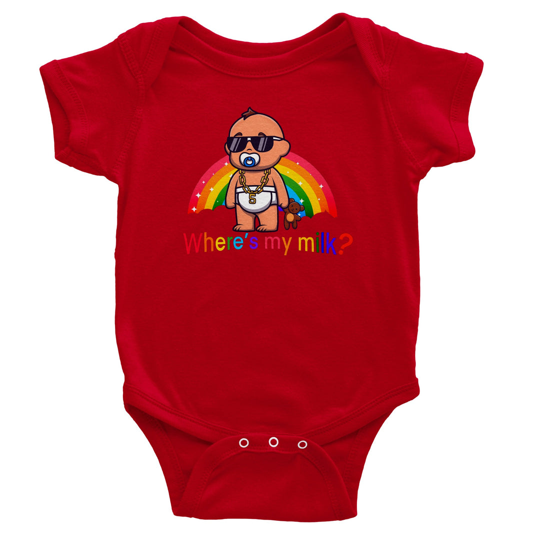 Classic Baby Short Sleeve Bodysuit - Where's My Milk Rainbow