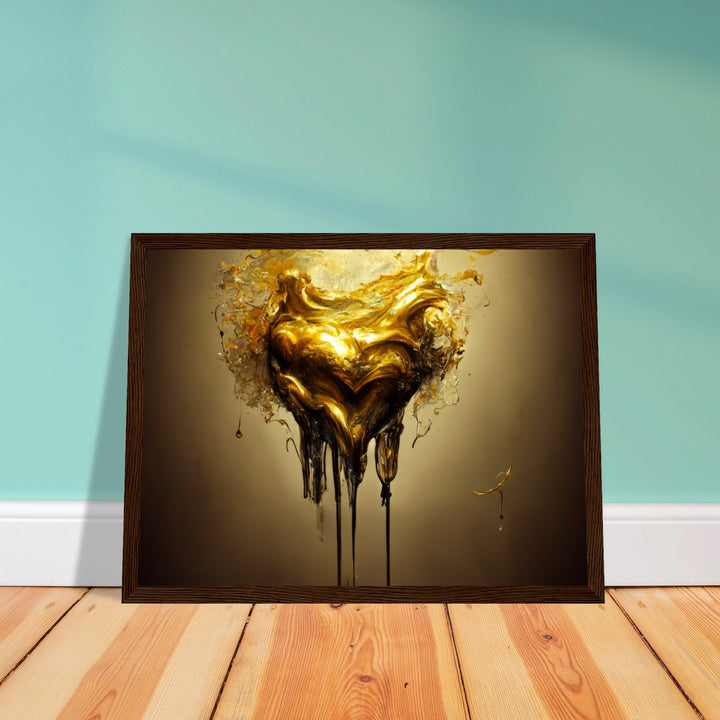 Premium Matte Paper Wooden Framed Poster - Heart of Gold Melted