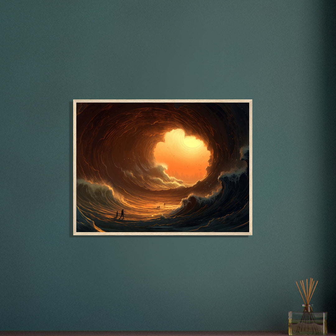 Premium Matte Paper Wooden Framed Poster - Abyssal Grotto Wave