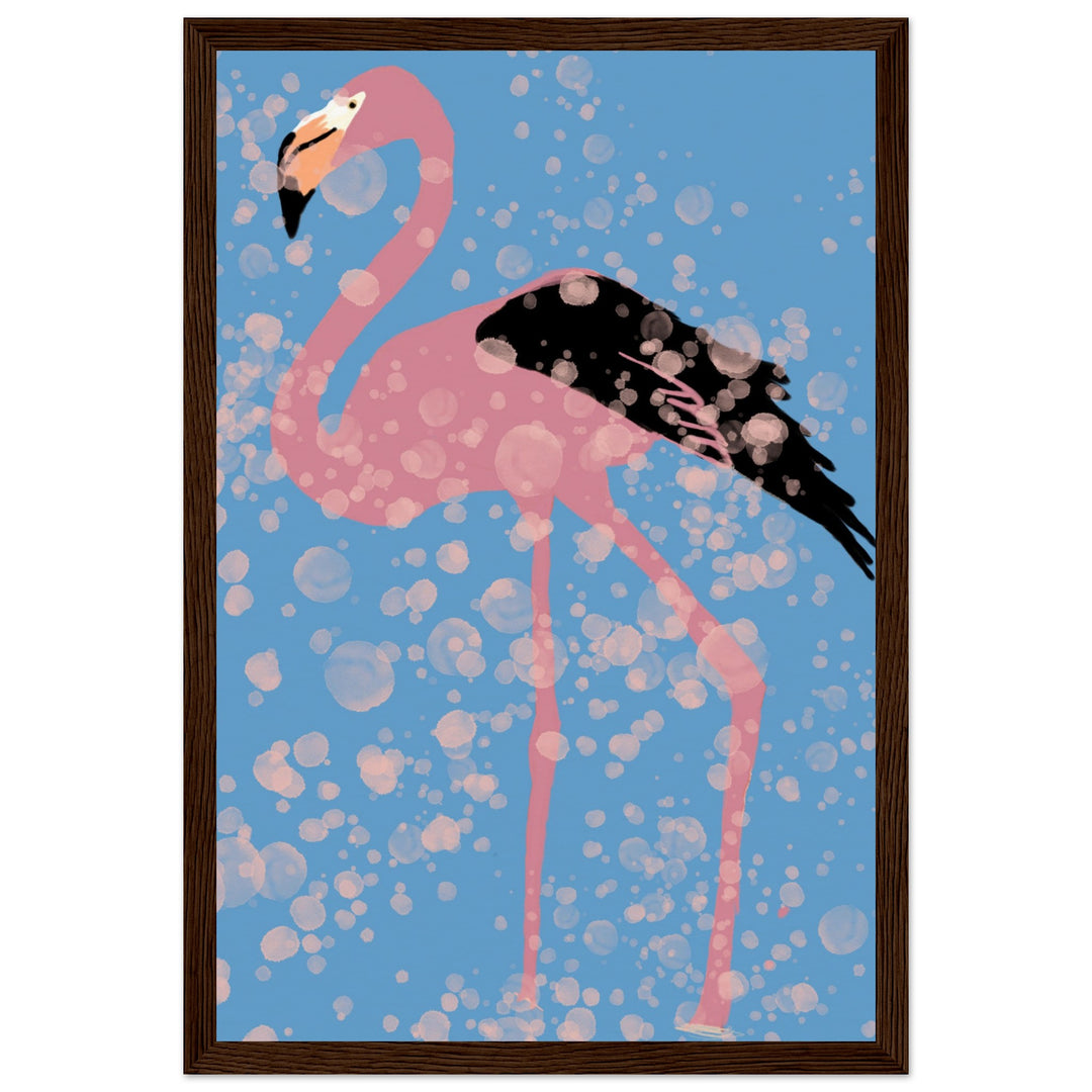 Museum-Quality Matte Paper Wooden Framed Poster - Pink Flamingo