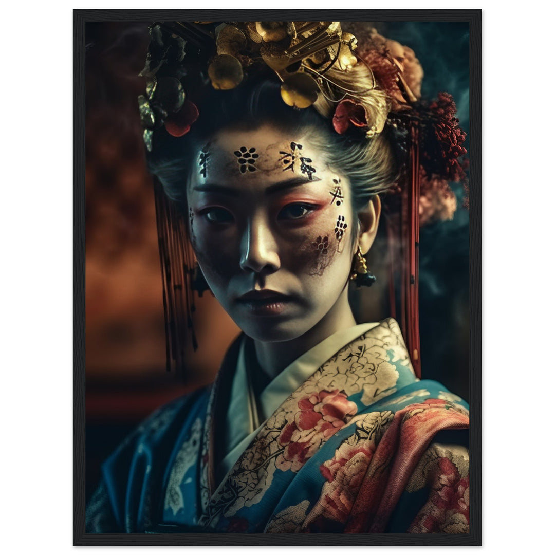 Classic Matte Paper Wooden Framed Poster - Gaze of the Golden Geisha