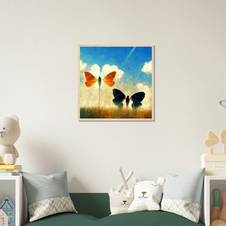 Premium Matte Paper Wooden Framed Poster - Dreaming Butterflies