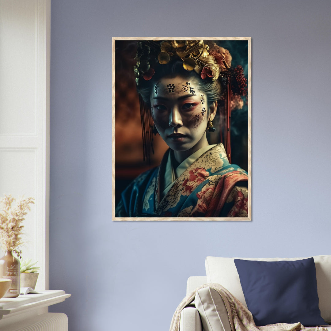 Premium Semi-Glossy Paper Wooden Framed Poster - Gaze of the Golden Geisha