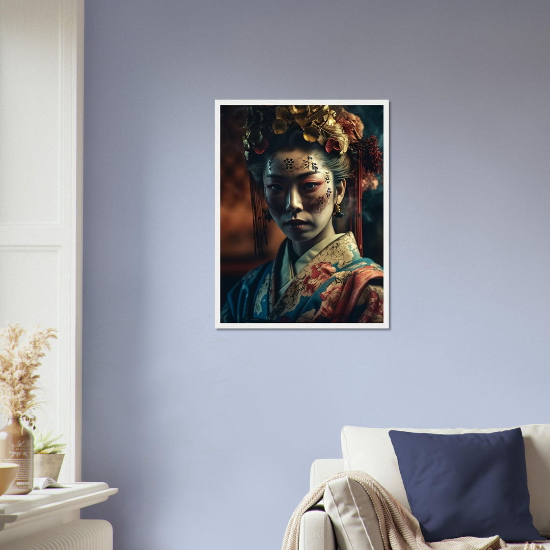 Premium Semi-Glossy Paper Wooden Framed Poster - Gaze of the Golden Geisha