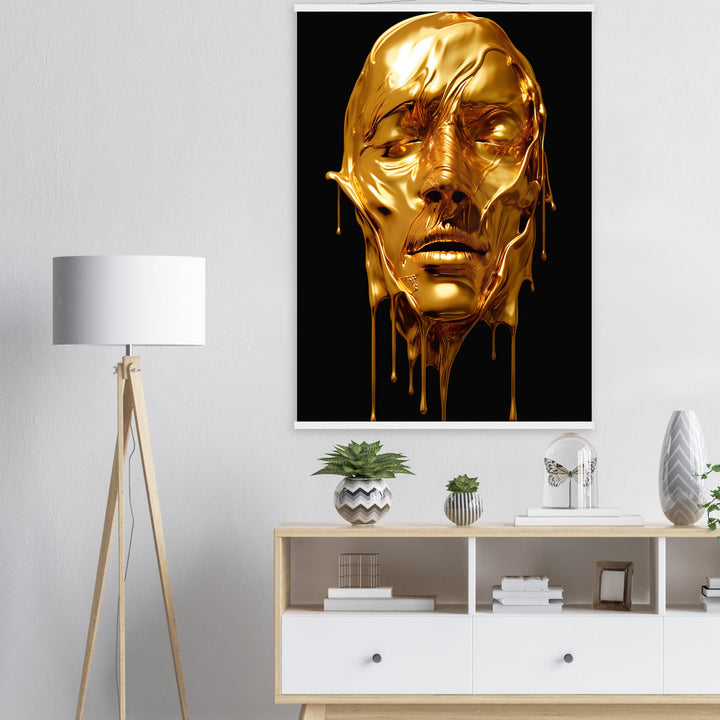 Premium Semi-Glossy Paper Poster with Hanger - Gold Face Dripping