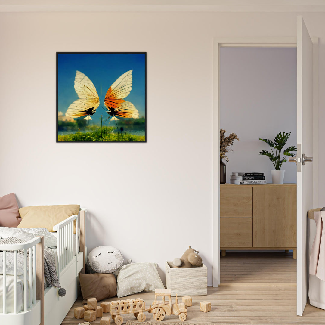 Classic Semi-Glossy Paper Wooden Framed Poster - Dreaming Butterflies II