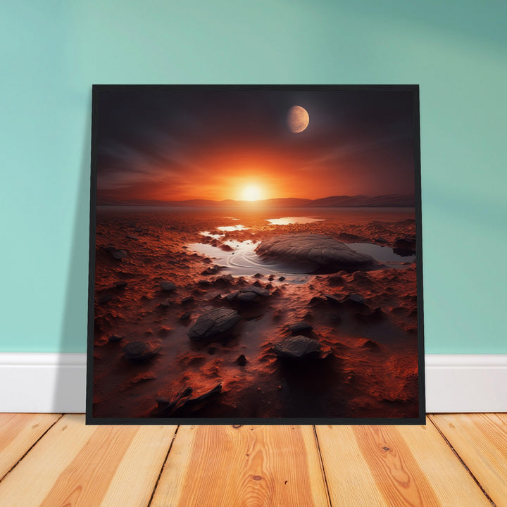 Museum-Quality Matte Paper Wooden Framed Poster - Sunset on Mars II