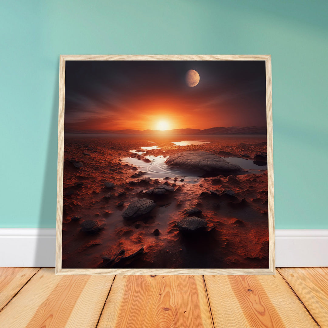 Museum-Quality Matte Paper Wooden Framed Poster - Sunset on Mars II