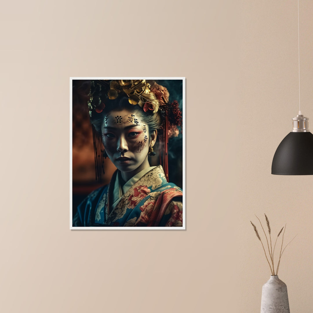 Classic Semi-Glossy Paper Wooden Framed Poster - Gaze of the Golden Geisha
