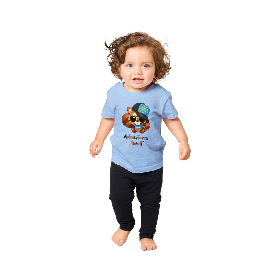 Classic Baby Crewneck T-shirt - Red Panda Boy "Adventures Await"