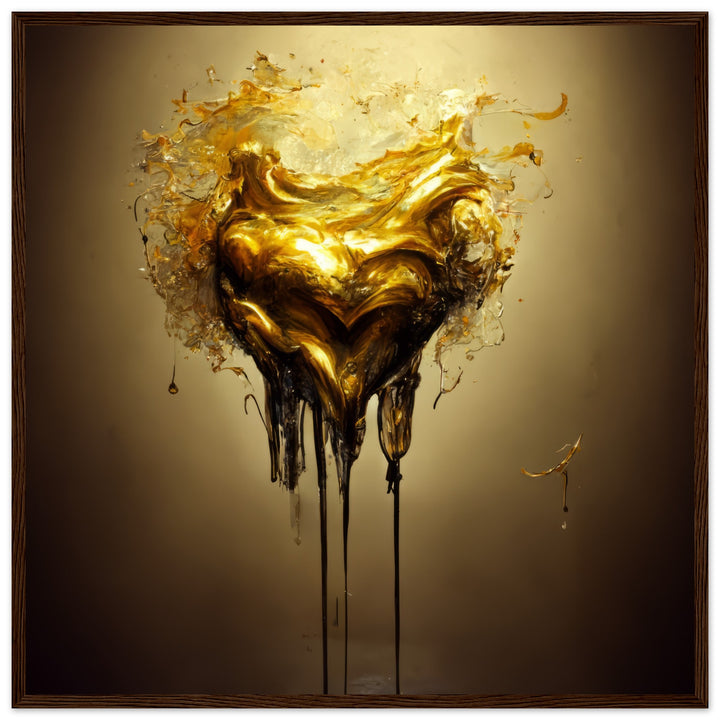 Premium Matte Paper Wooden Framed Poster - Heart of Gold Melted