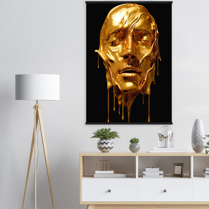 Premium Semi-Glossy Paper Poster with Hanger - Gold Face Dripping