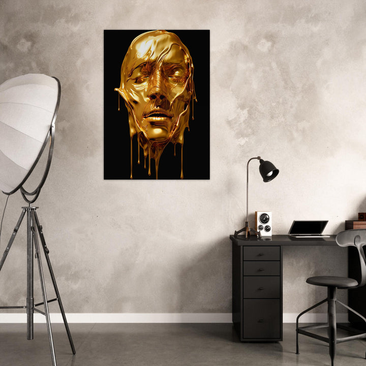 Premium Semi-Glossy Paper Poster - Gold Face Dripping