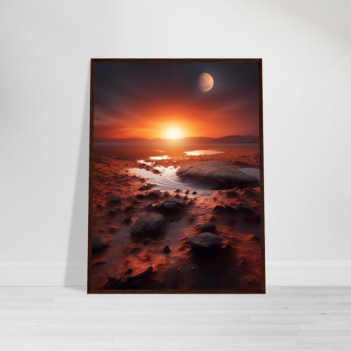 Classic Matte Paper Wooden Framed Poster - Sunset on Mars II