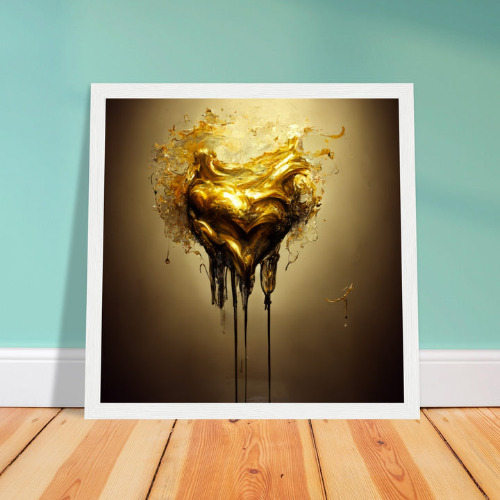 Premium Matte Paper Wooden Framed Poster - Heart of Gold Melted