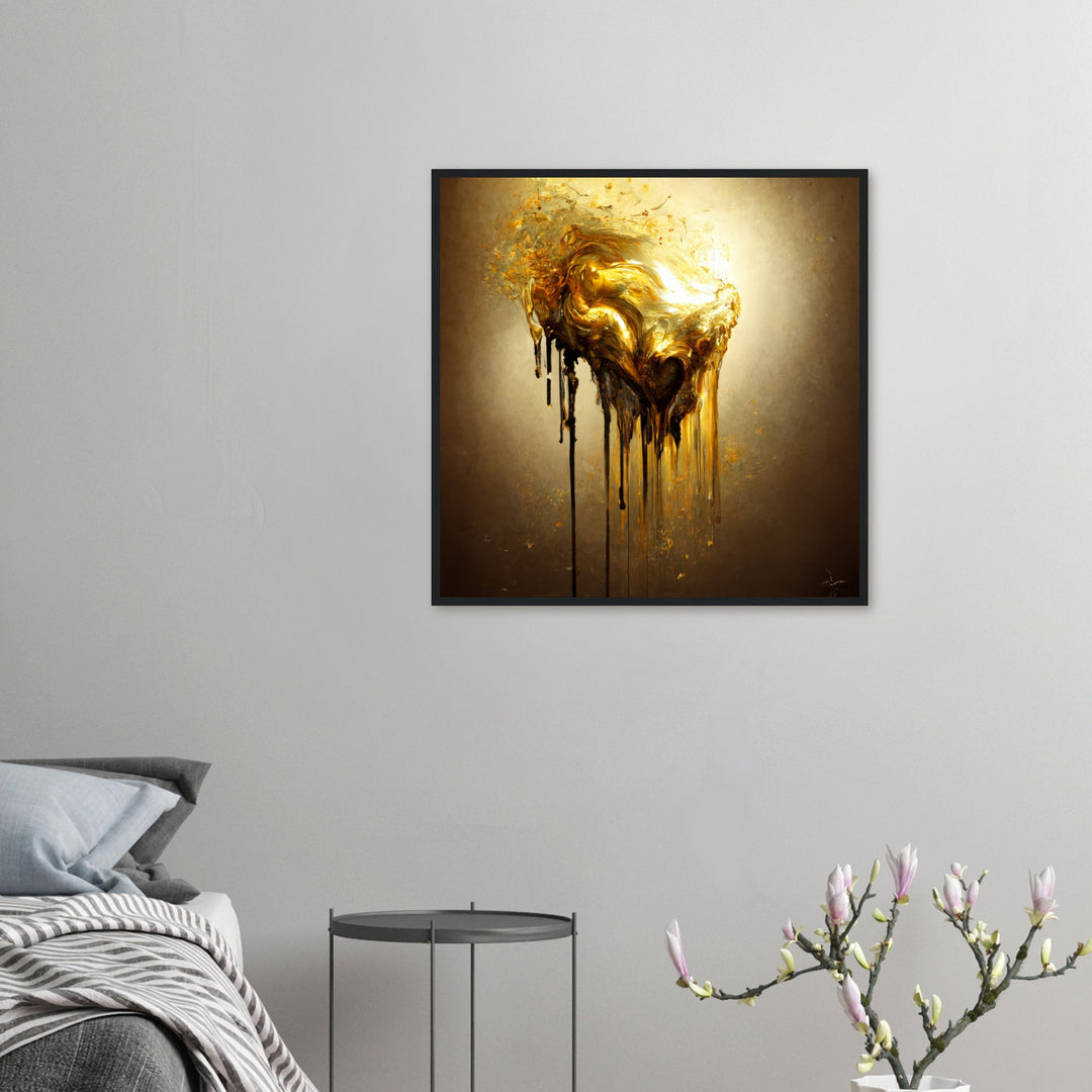 Premium Matte Paper Wooden Framed Poster - Heart of Gold Melted II