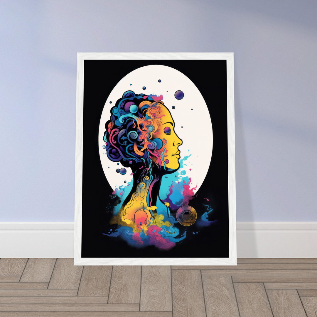 Classic Matte Paper Wooden Framed Poster - Colour Art Hair Girl II