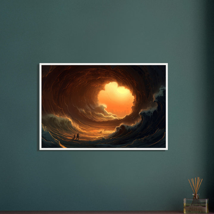 Premium Matte Paper Wooden Framed Poster - Abyssal Grotto Wave