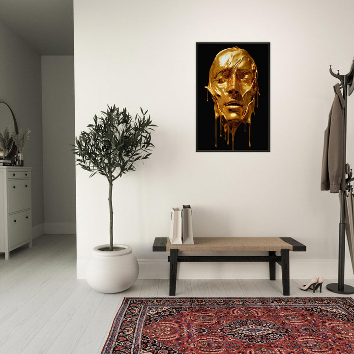 Premium Matte Paper Metal Framed Poster - Gold Face Dripping