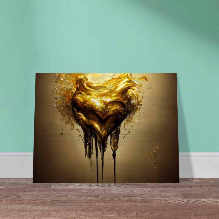 Brushed Aluminium Print - Heart of Gold Melted