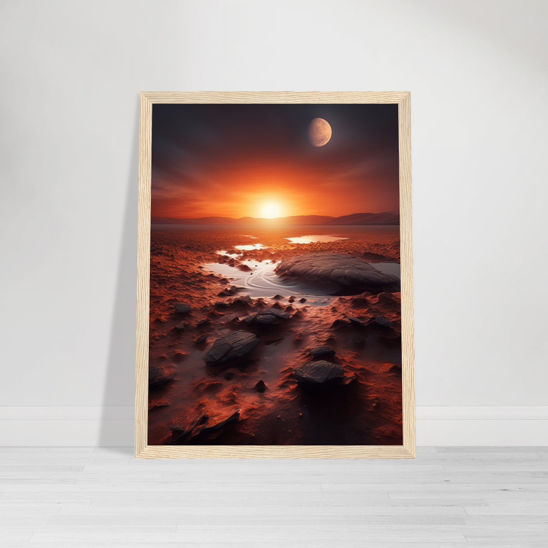 Classic Matte Paper Wooden Framed Poster - Sunset on Mars II