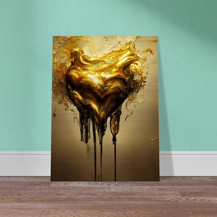 Brushed Aluminium Print - Heart of Gold Melted