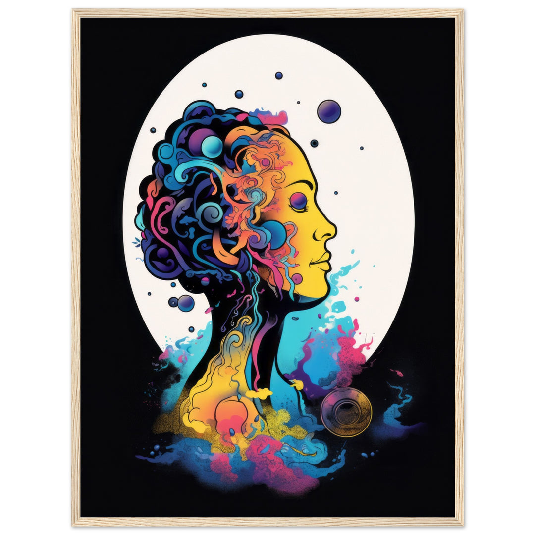 Premium Semi-Glossy Paper Wooden Framed Poster - Colour Art Hair Girl II