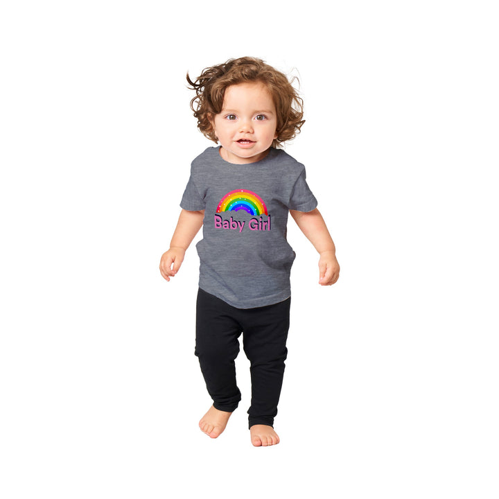 Classic Baby Crewneck T-shirt - Baby Girl Rainbow III